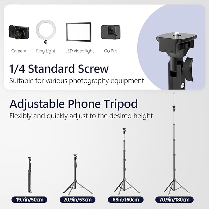 EMART 70" Flexible Phone Tripod for iPhone, Overhead Cellphone Holder &Camera Stand with Gooseneck and Remote, Selfie Stick for Video Recording, Live Streaming, Cooking, Vlogging, Fitness