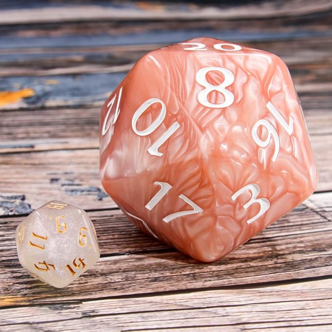 20 Sided DND Dice,D20 Giant Polyhedral Dice,55mm Titan Large Pearl Color D20 Dice,20 Sided Cube D&D Dice Set for Dungeons and Dragons, RPG, MTG Table Games(Beige Pearl)