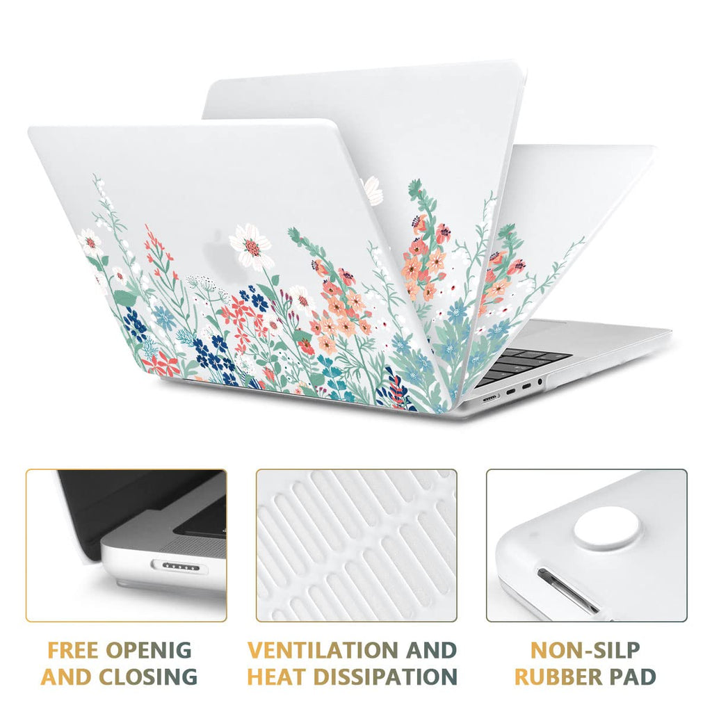 CISSOOK Matte Frosted Wildflower Hard Shell Case for MacBook Pro 14 Inch 2026-2021 Release M5 A3434 M4 A3112 A3185 A3401 M3 A2992 A2918 A2779 M2 A2442 M1, Plastic Cover for MacBook Pro 14