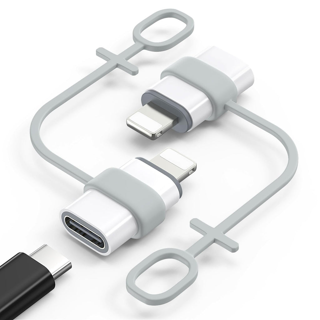 MoKo USB C to Lightning Adapter, Not for Audio/OTG, Lightning Male to USB C Female Adapter for iPhone 14/13/12/11/X Series, iPad/AirPods, Support Charging & Data Sync, with Anti-Lost Loop, White