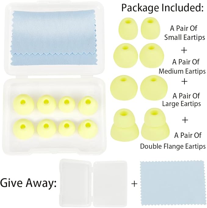Earbud Tips Replacement Earbud Tips Earbud Replacement Tips Earbuds Replacement Tips Ear Pads Ear Cushions Ear Tips for Earbuds for Powerbeats Pro Beats Wireless Earphone Headphones 4 Pairs (Yellow)