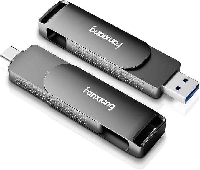 512GB Fast External SSD Flash Drive Up to 2000MB/s USB3.2 Gen2, 2-in-1 Dual USB A +Type-C Drive, USB Memory Stick Solid State Thumb Drive for iPhone 15/16/Android/Windows/MacPC/Laptops