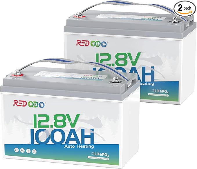 Redodo 12V 100Ah LiFePO4 Battery with Self Heating, Low Temperature Protection Group 31 Lithium Battery, Built in 100A BMS, 4000+ Deep Cycles, Perfect for RVs, Off-Grid in Cold Areas 2 Packs