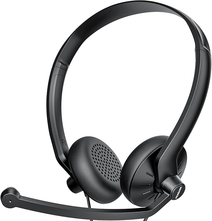 Wired Headphones with Microphone Headset - 3.5mm On-Ear Computer Headphones with Noise Cancelling Microphone for PC Laptop Home Office Online Class Skype Zoom Meetings Chat,Lightweight