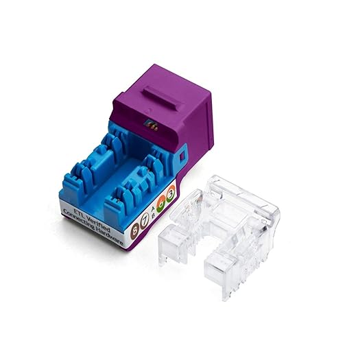trueCABLE Cat6A Keystone Jack, Unshielded (UTP), 90 Degree Punch-Down, PoE++ (4PPoE), UL Listed, ETL Verified, ANSI/TIA Certified, Modular RJ45 Female, Purple, 48 Pack