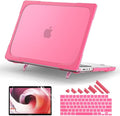 Batianda Compatible with New MacBook Pro 16 inch Case 2024 M4 Chip 2023 2021 Release with M3 M2 Pro Max, Heavy Duty Protective Plastic Hard Shell with Fold Kickstand & Keyboard Cover Protector, Rose