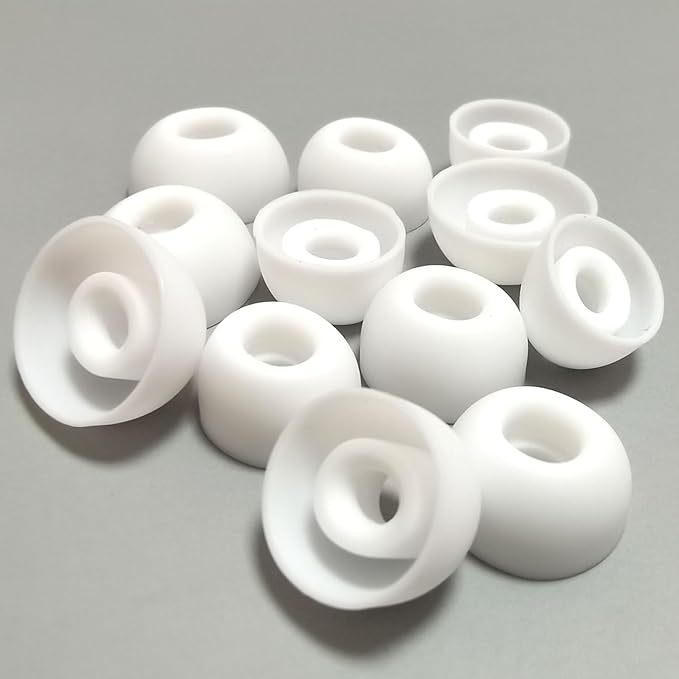 Earbuds Tips Replacement Universal Oval Earbuds Tips for True Wireless Earbuds 4.0mm-6mm Nozzle Silicone Replacement Ear Tips 6 Pairs LMS White