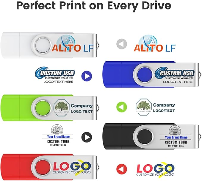 Customizable 2GB Flash Drive 10 Pack, ABLAZE Dual USB 2.0+ Type C Thumb Drives with Logo Personalized USB Memory Sticks (Mixed Colors)