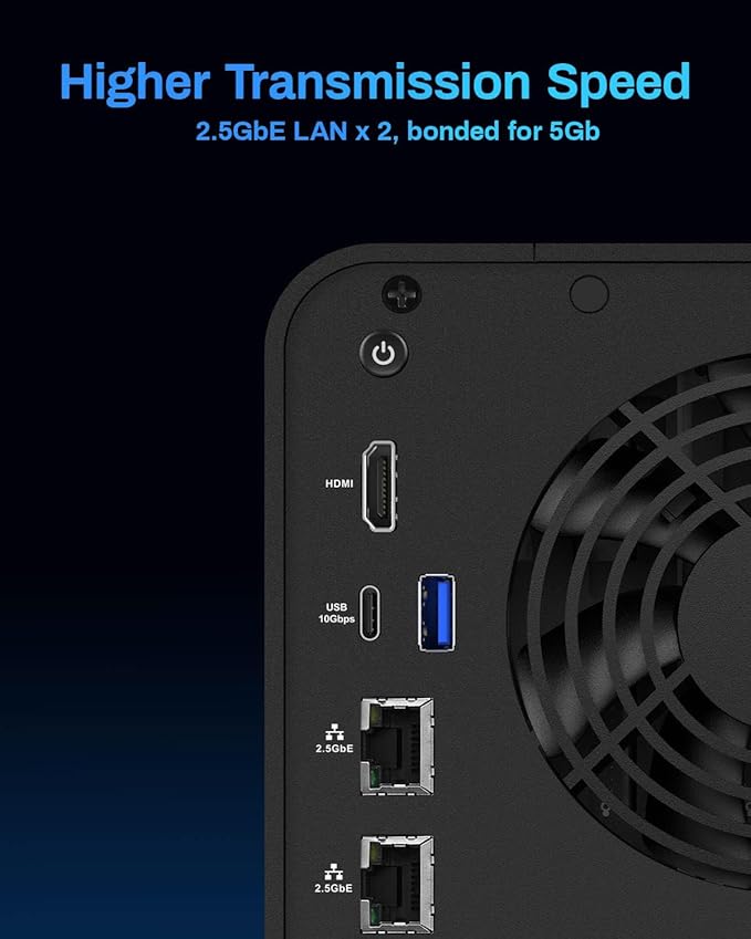 TERRAMASTER F6-424 NAS Storage 6Bay - N95 Quad-Core CPU, 8GB DDR5 RAM, Dual 2.5GbE Ports, Network Attached Storage with High Performance (Diskless)
