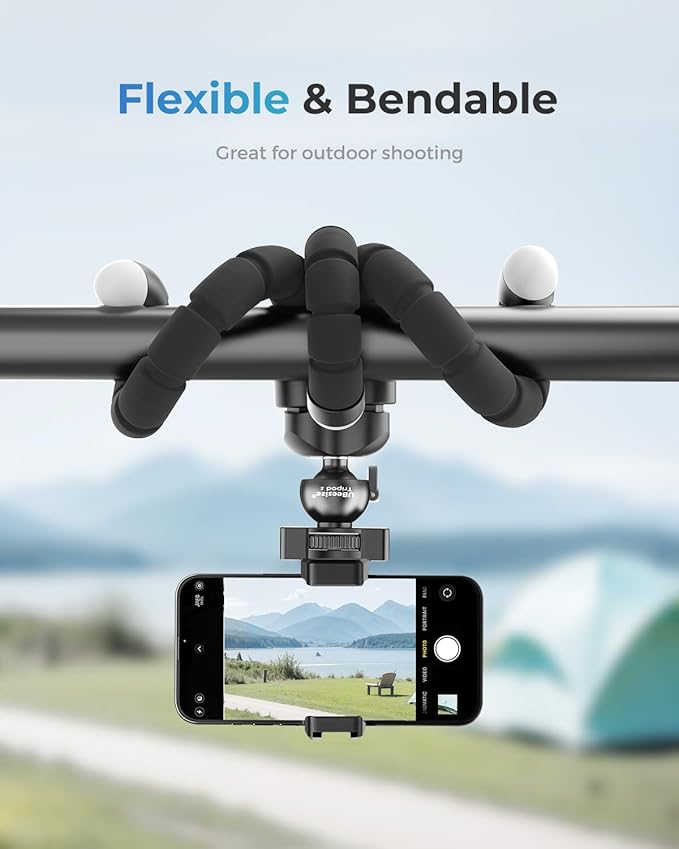 UBeesize Phone Tripod Pro S, Premium Flexible Phone Tripod with Wireless Remote, Mini Tripod Stand for Camera GoPro/Mobile (Upgraded), Black