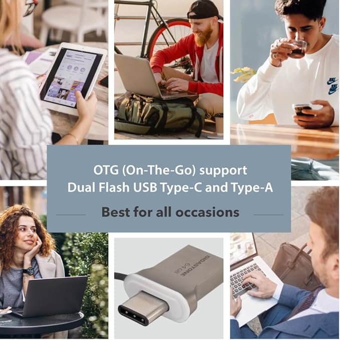 GIGASTONE 128GB Nano Luxus Dual Drive, Z50 USB 3.2 Gen 1, 2-in-1 USB-A & Type-C, 100MB/s Ultra Fast, Cap Design, Metal, Plug & Play for Smartphone/PC/Mac/TV/Car, 2.0/3.0/3.1 Compatible