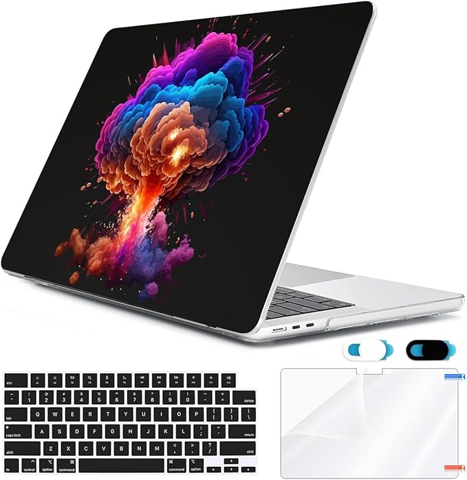 Compatible with MacBook Air 13 inch Case 2025 2024-2022 M4 A3240 M3 A3113 M2 A2681, Plastic Hard Shell&Keyboard Cover&Screen Film&Webcam Cover for MacBook Air 13.6 inch Case, Explosion