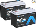 2Pack 12V 100AH Low Temp Cutoff LiFePO4 Lithium Battery with 1280W, Built-in 100A BMS, 5000+ Cycles Rechargeable Battery, Perfect for RV/Camper, Solar, and Off-Grid Applications, etc.