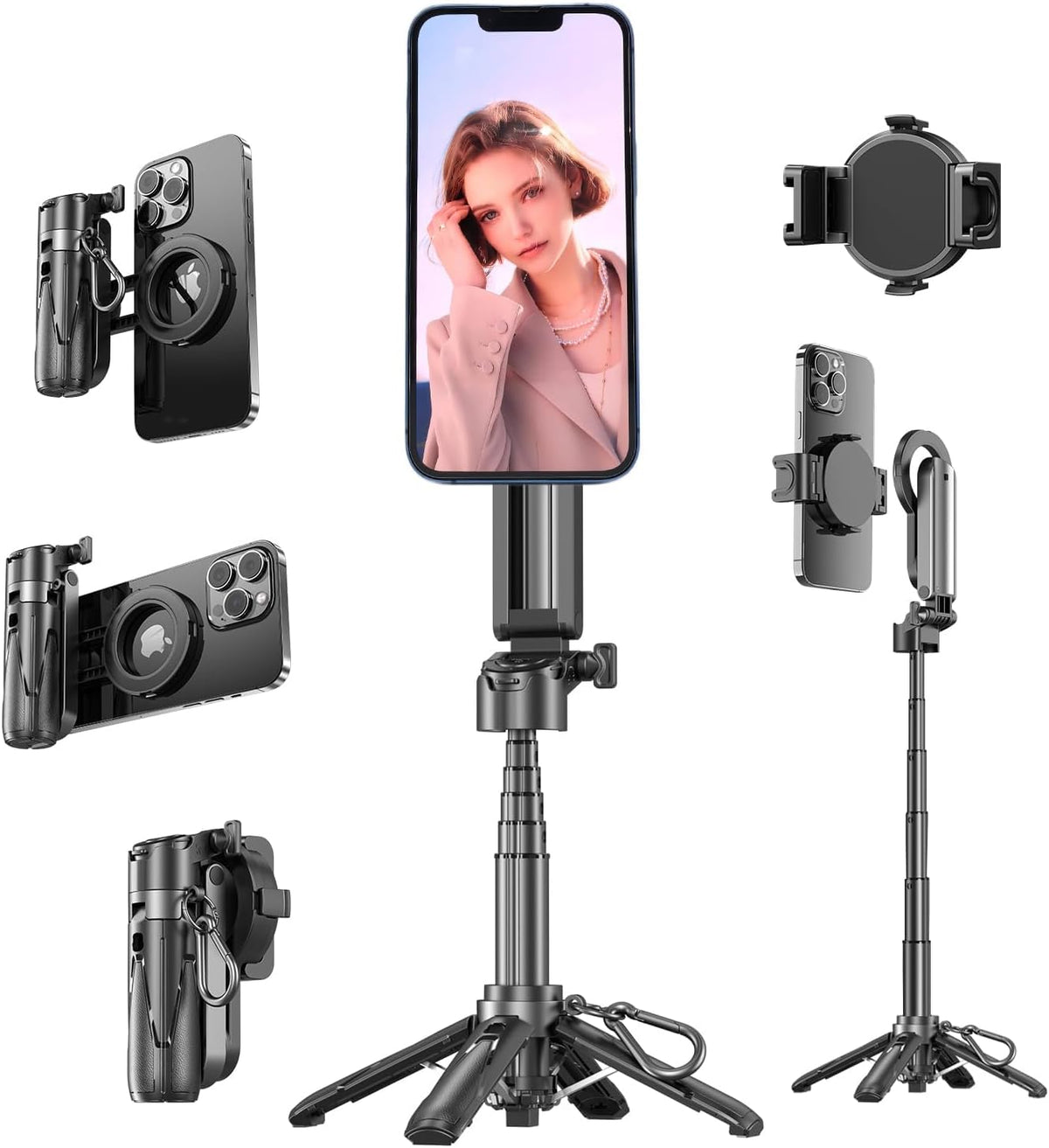 Magnetic Mini Selfie Stick Tripod Compatible with MagSafe for iPhone