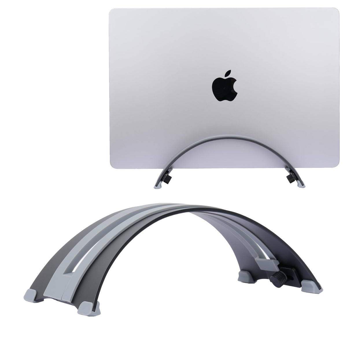Psitek Adjustable Vertical Laptop Stand - 6061 Aluminum, CNC Precision, Anodized Finish, Fits All Laptops Including 17-inch, Ventilated Design, Anti-Slip Silicone Pads, ARC Shaped Stands