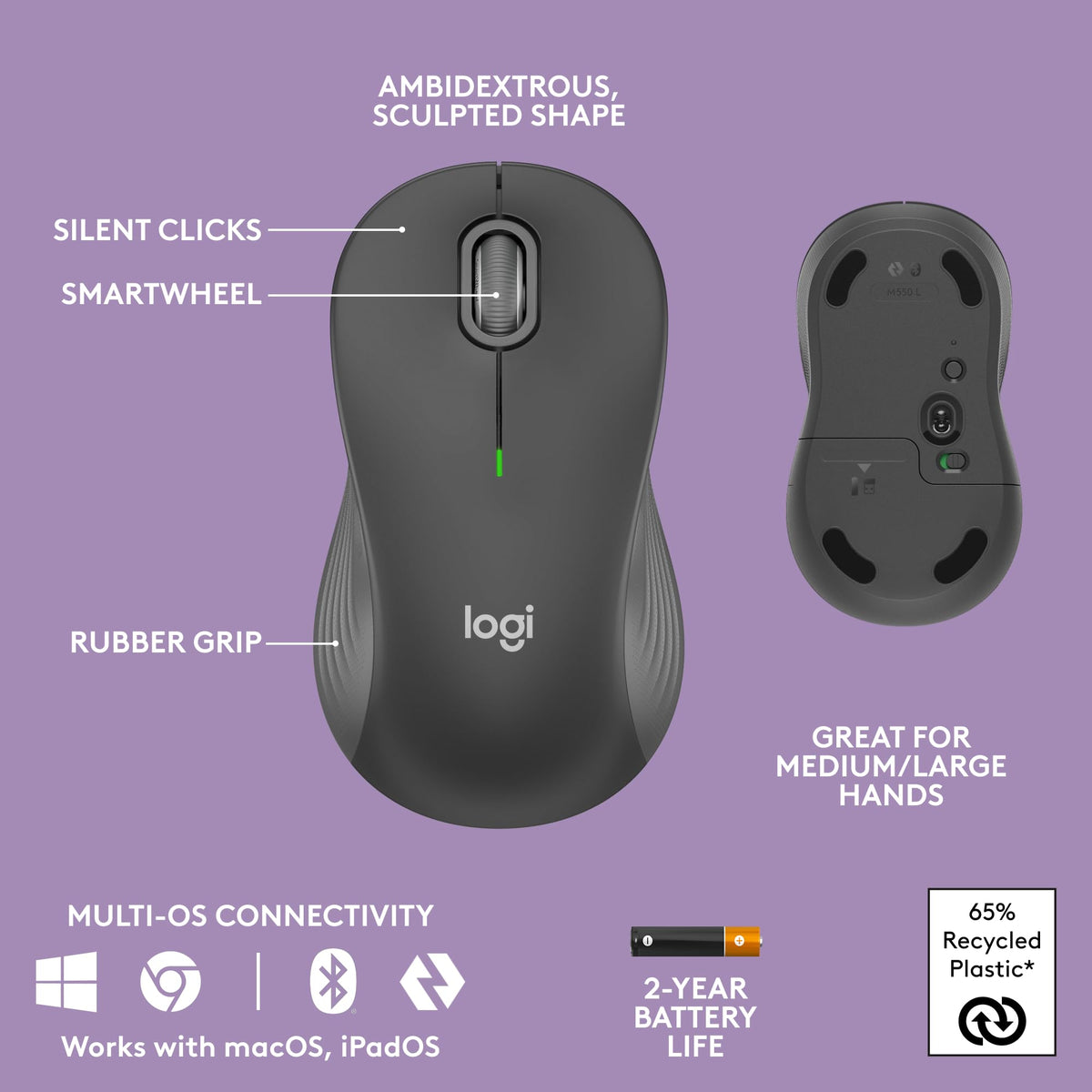 Logitech Wave Keys MK670 Wireless Ergonomic Keyboard Mouse Combo - Graphite