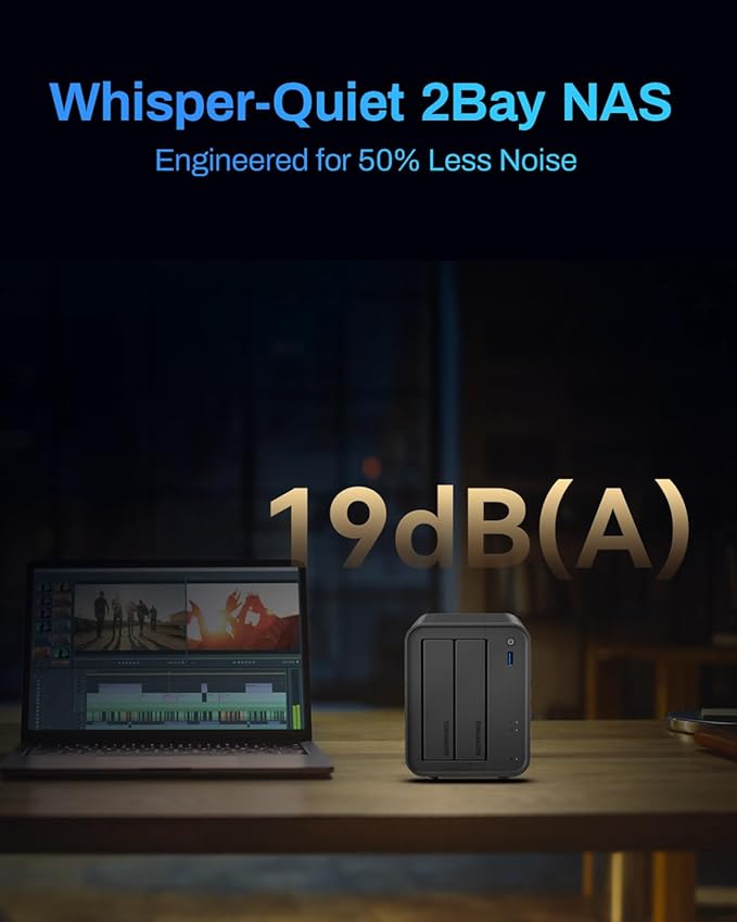TERRAMASTER F2-425 2-Bay NAS Storage - Intel x86 Quad-Core CPU, 4GB RAM, 2.5GbE LAN, Network Attached Storage Multimedia Server for Home Users (Diskless)