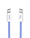 Belkin USB C to USB C Cable, 3.3ft, 60W - Type C Charger, iPhone Charger Cord, Soft, Braided, Flexible for iPhone 16, Galaxy S25, Pixel 9, Airpods, iPad Pro, Tablet & More, Travel Essentials - Blue