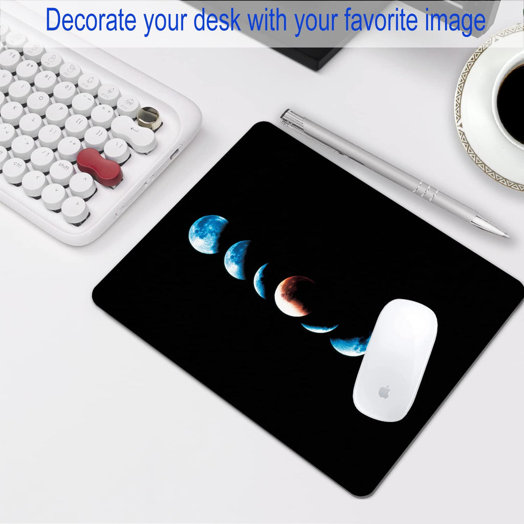 SHALYSONG Moon Phase Mouse Pad, 9.5"x7.9" Non-Slip 3mm Small Mousepad