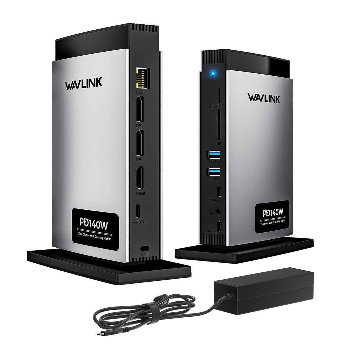 WAVLINK Laptop Docking Station 3 Monitors(Max Resolution: Single 8K or Triple 4K), 11-in-1 USB C Docking Station with 125W PD3.1 Pass-Through & Power Adapter, HDMI + 2* DP, for MacBook M1–M4 & Windows