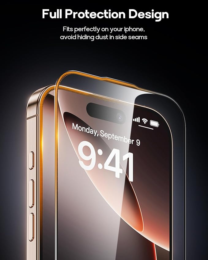 3 Pack for iPhone 16 Pro Max Tempered Glass Screen Protector, Dust Free CABIN, Auto Positioning, Bubble Free, High Definition, Easy Installation,9H+ Hardness