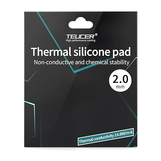 Thermal Pad 14.8 W/mK, 120x120x2mm, Non Conductive Heat Resistance High Temperature Resistance, Silicone Thermal Pads for Laptop Heatsink GPU CPU LED Cooler (2mm)