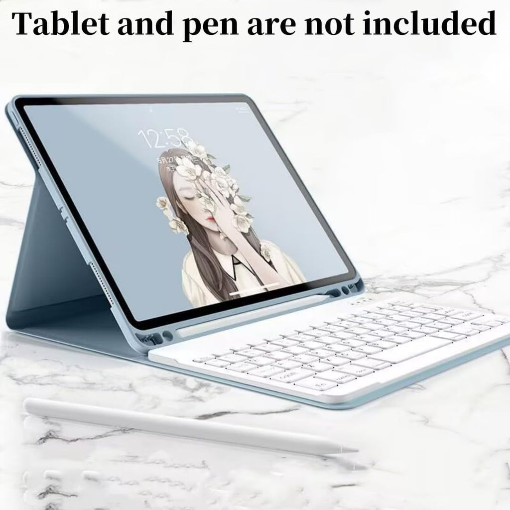 Disonbeir Rainbow Backlit Keyboard Case for iPad Pro 13 inch (M5, 2025/M4, 2024) Case with Mouse and 7 Colors RGB Colorful Backlight Magnetic Detachable Bluetooth Keyboard Cover,Misty Blue