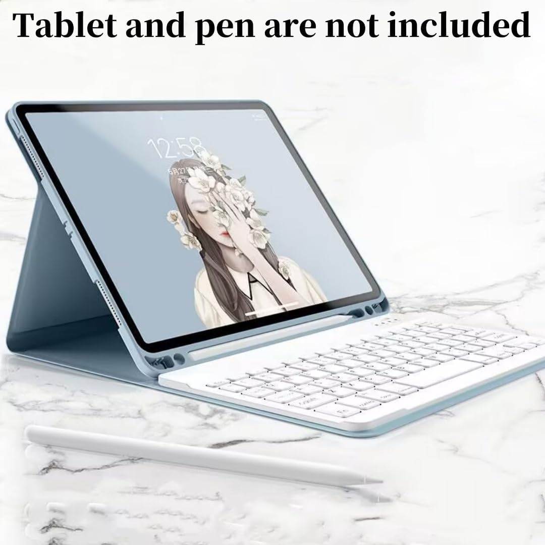 Disonbeir for iPad 9.7 inch 6th/5th Generation, Air 2, Air, iPad Pro 9.7 Keyboard Case with Mouse and Rainbow Backlit Detachable Bluetooth Keyboard Cover,Dark Green+White