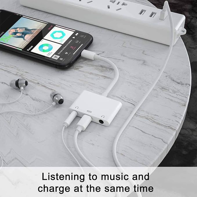 3in1 Lighting to 3.5mm,Headphone Adapter for iPhone, Dual Earphone Jack Audio and Charging Adapter,Headphone Splitter for iPhone 14/13/12/11/XS Max/XR/8/7 Plus /6/ iPad,Support iOS 10 to16