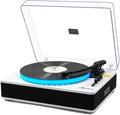 LP&No.1 Record Player with Built-in Stereo Speakers, LED Control, 3-Speed Belt-Drive Vinyl Turntable with USB Playback & Recording, Wireless BT Input & Output, Auto Stop, Pitch Control | White Pearl