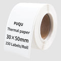 PUQU 30x50mm Direct Thermal Sticker Labels, Self-Adhesive All-Purpose Label Maker Tape, Compatible with AQ Series Label Printer, Refills Standard Laminated Office Labeling, 1 Roll of 150 Labels