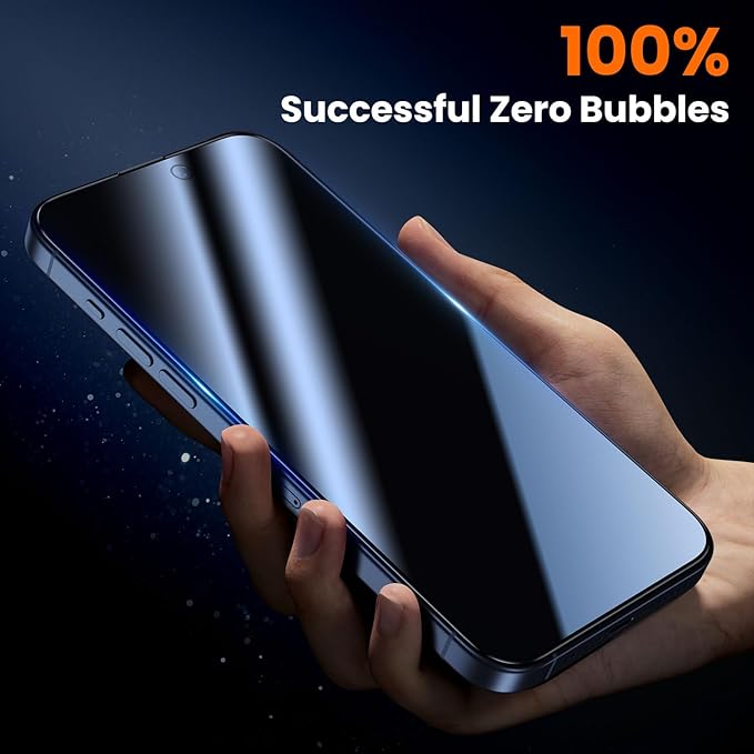 UniqueMe for iPhone 15 Pro Privacy Screen Protector, [Military Grade Shatterproof & 9H+ Hardness] Screen Protector 15 Pro Tempered Glass Full Coverage Protection, Easy to install, 2 Packs