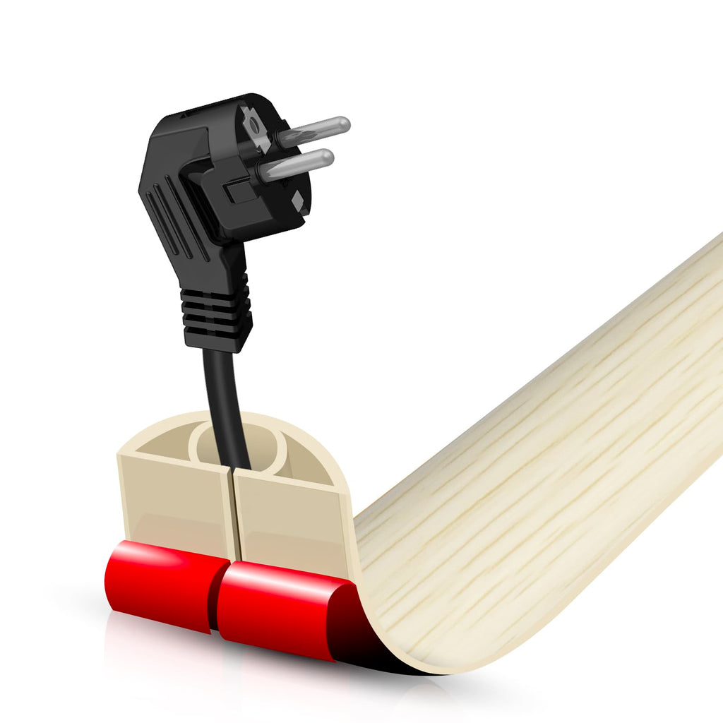 Floor Cord Cover Self Adhesive Cord Hider,3.3FT Cable Management, Extension Strip Protector for Wires, Prevent Cable Trips for Offices, Gyms, Exhibitions Cavity:0.39"(W) x 0.27"(H) Yellow Wood