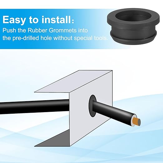 PATIKIL 30mm / 1-3/16 Inch Drill Hole,1 Inch ID Rubber Grommets, 3Pcs Top Hat Grommet for Wiring Eyelet Ring Gasket Automotive Firewall Cable Hole Plugs Wires Protection, Black