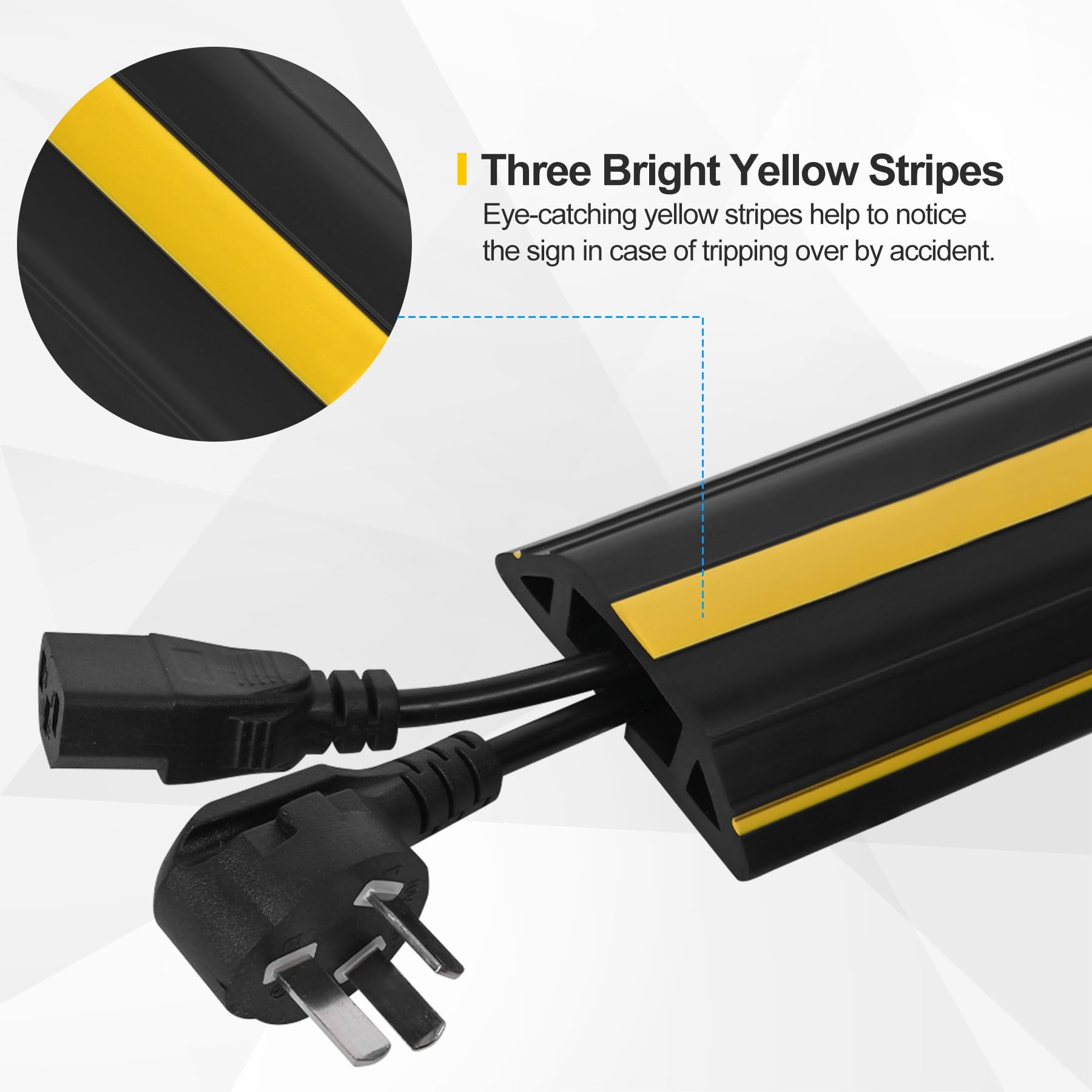 Floor Cord Cover 4.1Ft Heavy Duty PVC Floor Cable Protector Electric Cord Hider Cable Management Floor Strip Extension Cord Covers Cable Raceway for Wires on Floor Inner Channel 1.36" W x 0.43" H