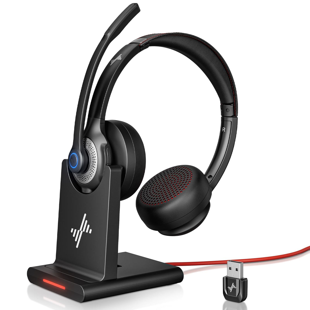 JIAMQISHI Bluetooth Wireless Headset with Mic for Work, Bluetooth 5.2, Advanced Noise Reduction Microphone, Clear Calls - Comfortable On-Ear Headphones, Applicable to PC, Laptop, Phone, Android, Zoom