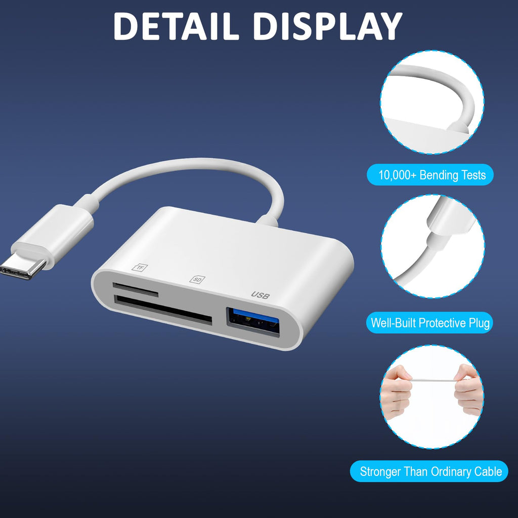 Vrllinking USB-C SD Card Reader for iPhone 15/16/iPad/MacBook,Plug and Play