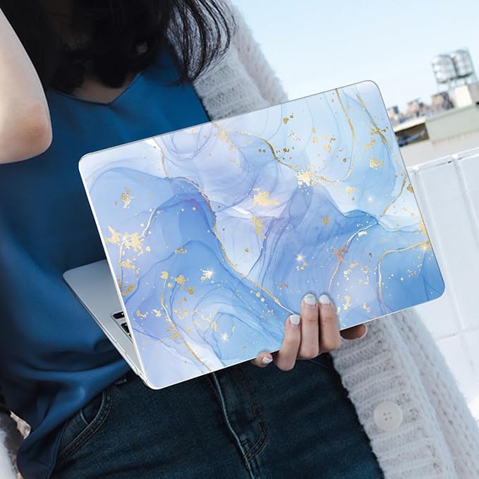 Compatible with MacBook Air 13 inch Case 2021 2020 2019 2018 M1 A2337 A2179 A1932 with Retina Display & Touch ID, Pattern Plastic Hard Shell Case Keyboard Cover Screen Flim, Blue Marble