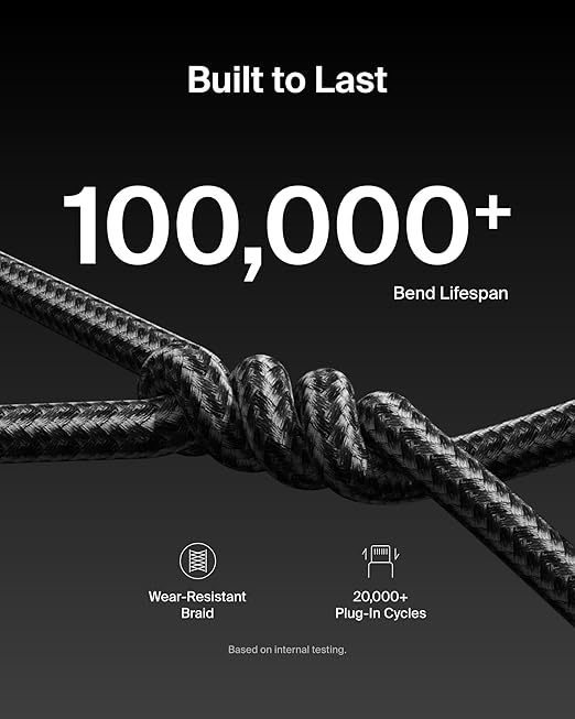 Belkin USB C to USB C Cable 2-Pack, 6.6ft, 240W - Type C Charger, iPhone Charger Cord, Soft, Braided, Flexible for iPhone 17, Galaxy S25, Pixel 10, MacBook, Chromebook, iPad Pro, Switch – Black