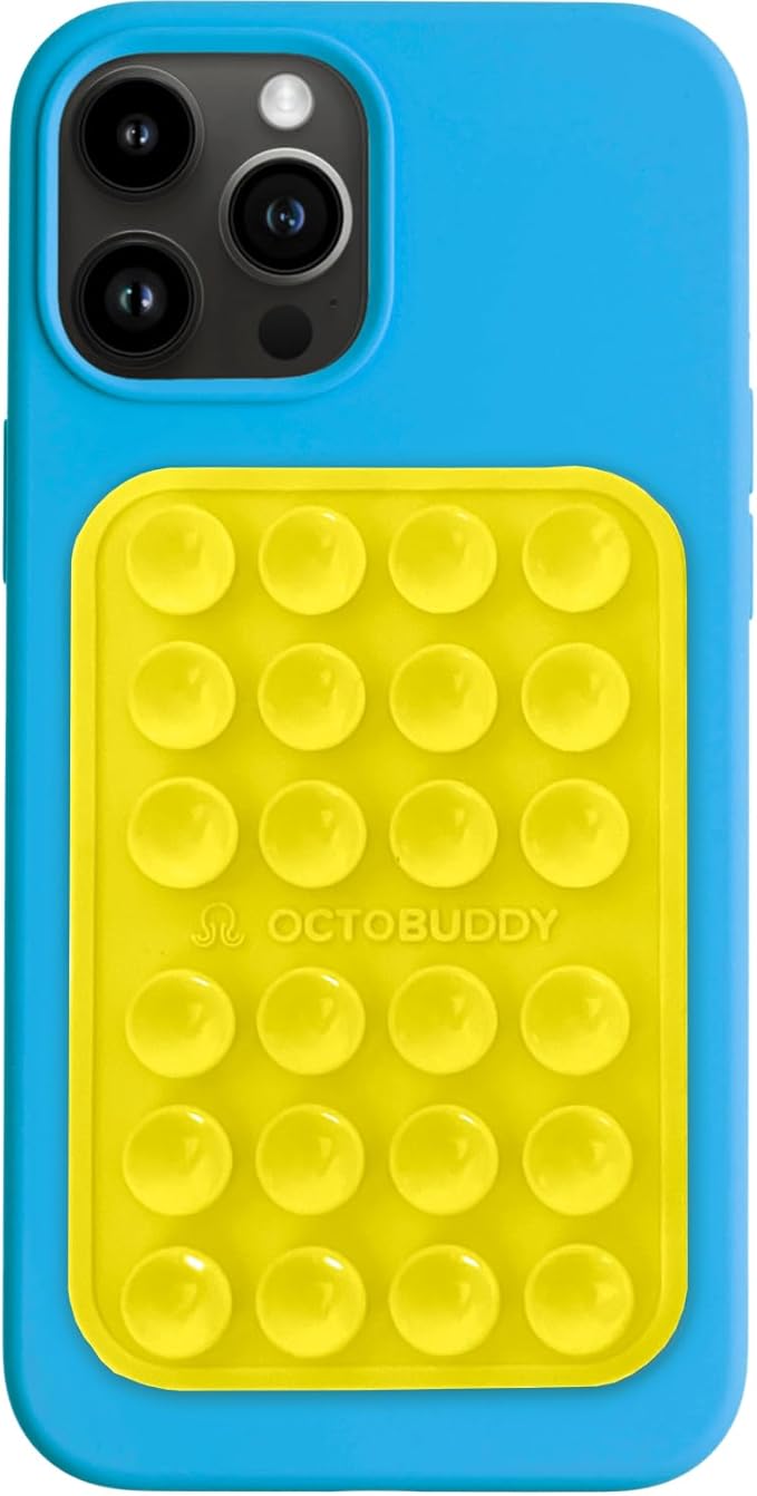 OCTOBUDDY Classic MAX - Silicone Suction Phone Case Adhesive Mount - Hands-Free, Strong Grip Holder for Selfies and Videos - iPhone and Android Compatible - 2.6″ x 3.9″