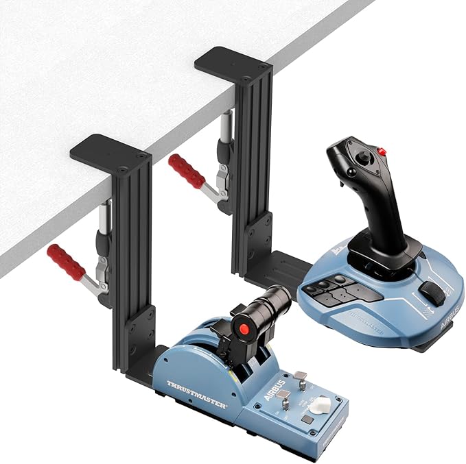 Hikig Desk Mount for Joystick and HOTAS - Compatible With Logitech X52/X52 Pro/X56/X56 Rhino, Thrustmaster T. Flight/T.16000M FCS/TCA Officer Pack Airbus Edition, VKB - 2 Pack