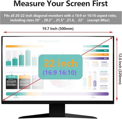 20-22 Inch Hanging Computer Privacy Screen | Anti-Spy | Blue Light |