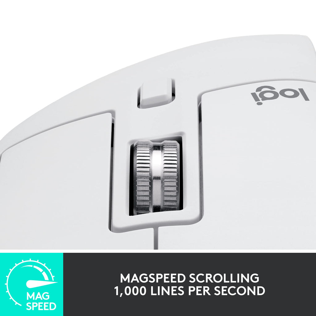 Logitech MX Master 3S Wireless Mouse Standard Edition with Logi Bolt USB Receiver, Ultra-Fast Scrolling, Ergo, 8K DPI, Track on Glass, Quiet Clicks, USB-C, Bluetooth, Windows, Linux, Chrome- Pale Grey