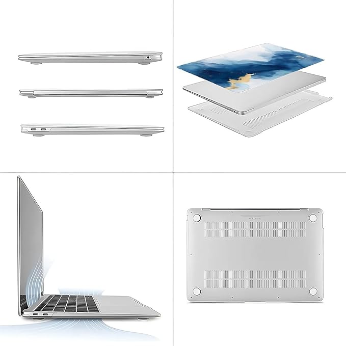 Compatible with MacBook Air 13.3 13.6 Inch Case 2022 2021 2020 2019 Plastic Hard Shell Case Cover,13.3 Air (A1932/A2179/A2337), Blue Marble
