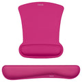 MOSISO Wrist Rest Support for Mouse Pad & Keyboard Set, Ergonomic Mousepad Non-Slip Base Home/Office Pain Relief & Easy Typing Cushion with Neoprene Cloth & Raised Memory Foam, Rose Red