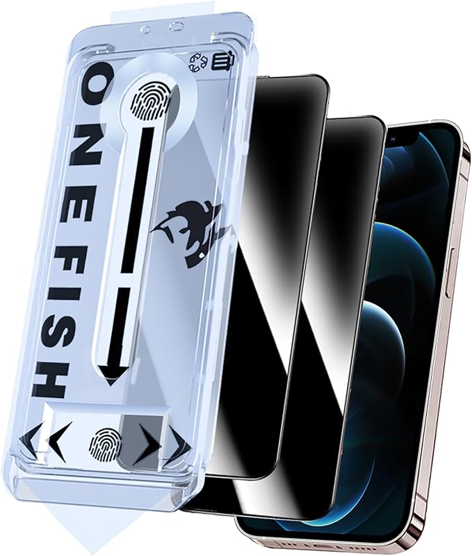 OneFish Privacy Screen Protector for iphone 11 Pro Max/Xs Max, Anti-Spy Tempered Glass Private,Edge Protection Screen Protector with Installation Frame,9H Glass Scratch Resistant