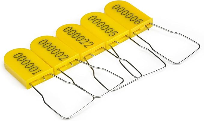 1000PCS Plastic Padlock Security Seals Metal Wire Padlocks Electric Meter Seal Disposable Anti-Tamper Lock Numbered Anti Tamper Tag Hasps Yellow