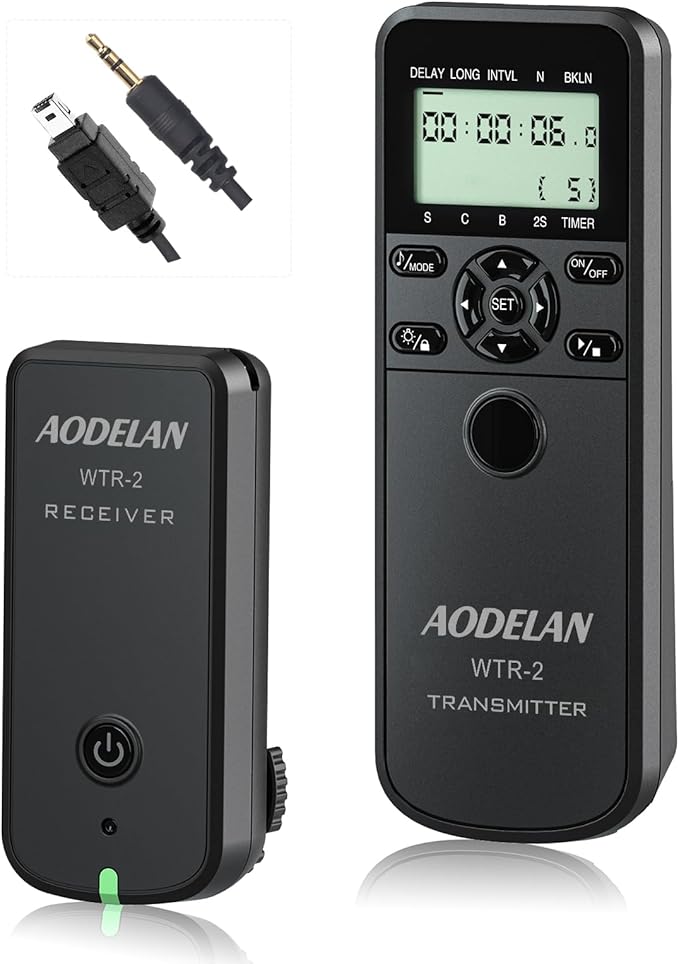 Wireless Shutter Camera Remote Intervalometer Timer Compatible with Nikon Z7, Z7-II, D750, D780, D7500, D7200, D5500, D5300, D610, D600, D90, P7700, P7800, P950; Replaces Nikon MC-DC2