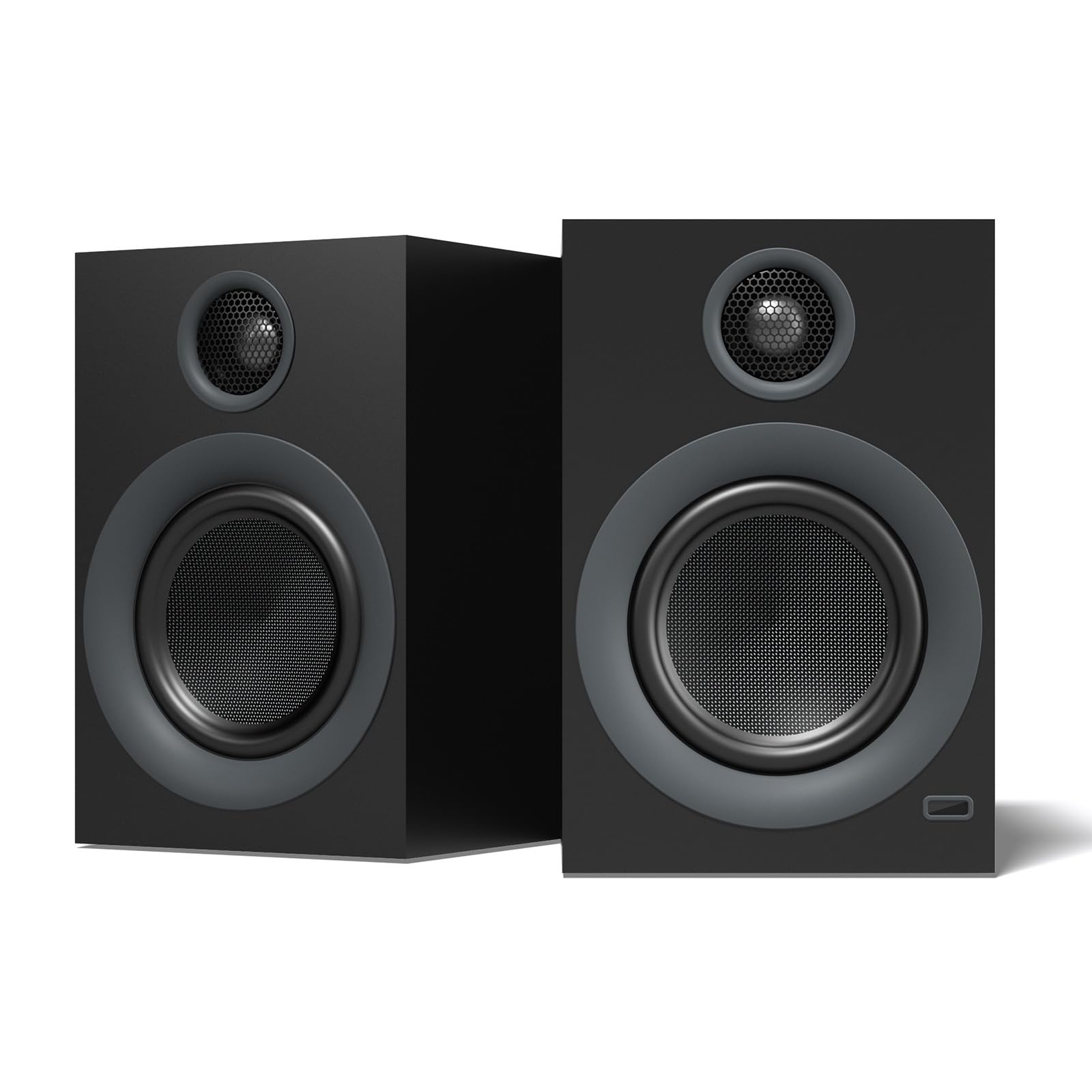HOTMAY Bluetooth Bookshelf Speakers, 75W Powered Active Speaker with 4 Inch Woofer, HiFi Speaker with aptX Bluetooth USB for Home, Studio, Gaming, Set of 2, Black