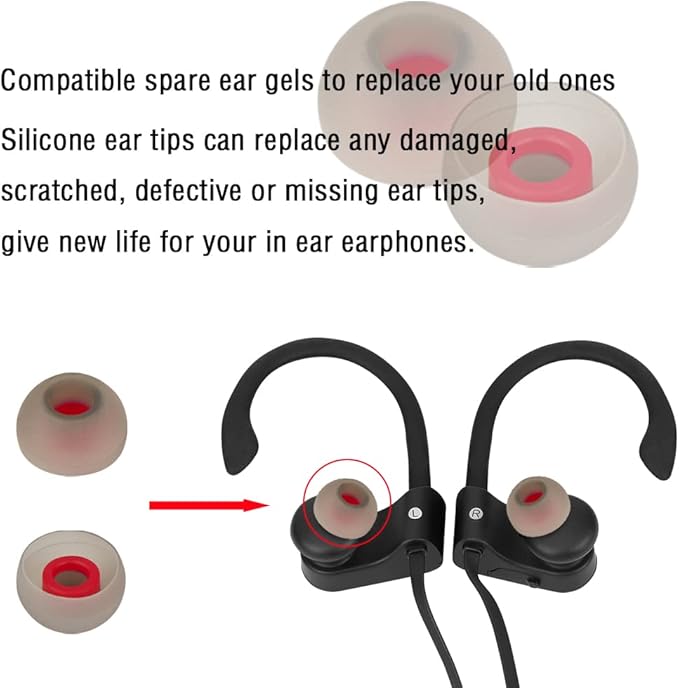 Replacement Earbud Tips Silicone Ear Tips for in- Ear Headphones Rubber Tips Ear Bud Tips,10 Pairs Large